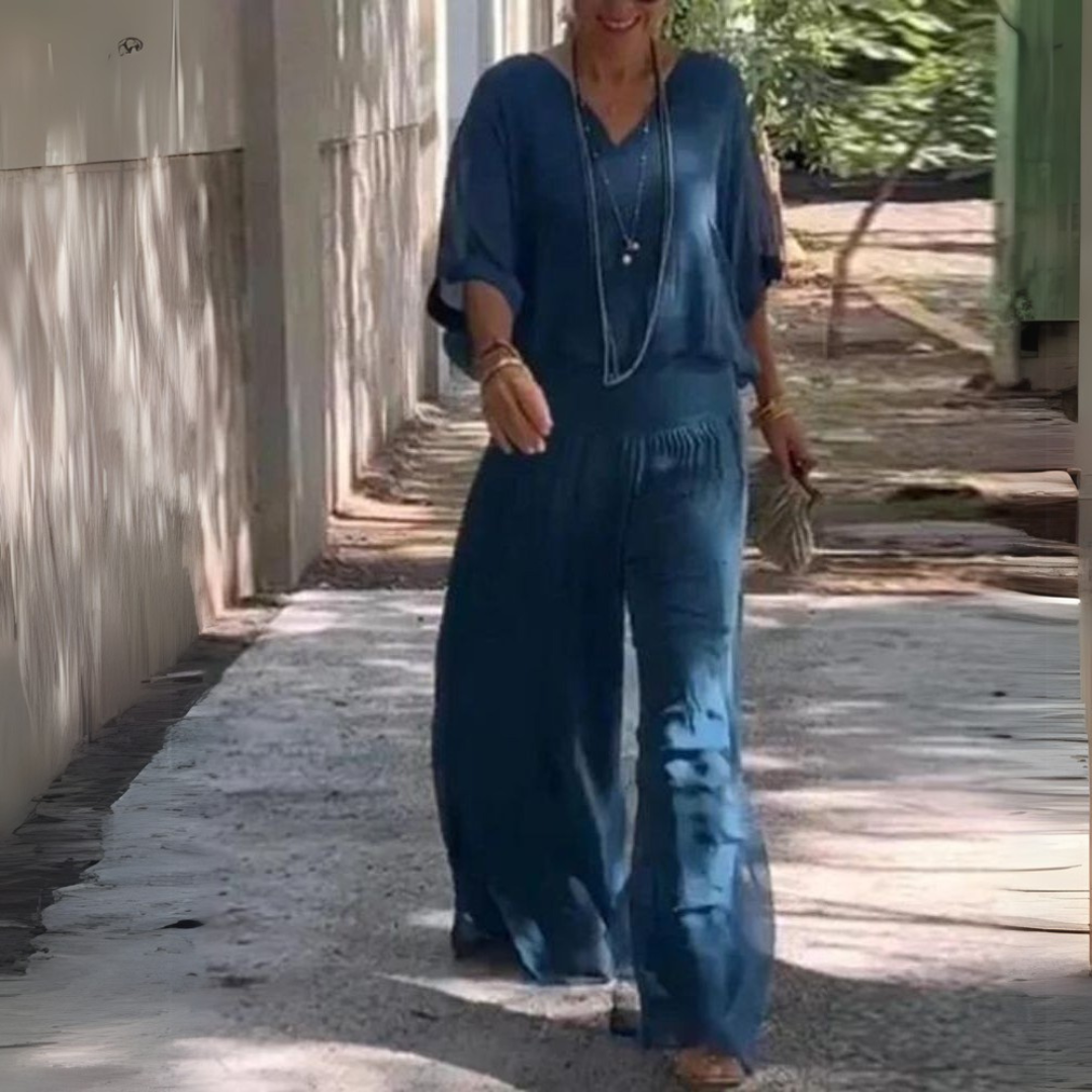 Amani | Lekki boho komplet z bluzką i spodniami