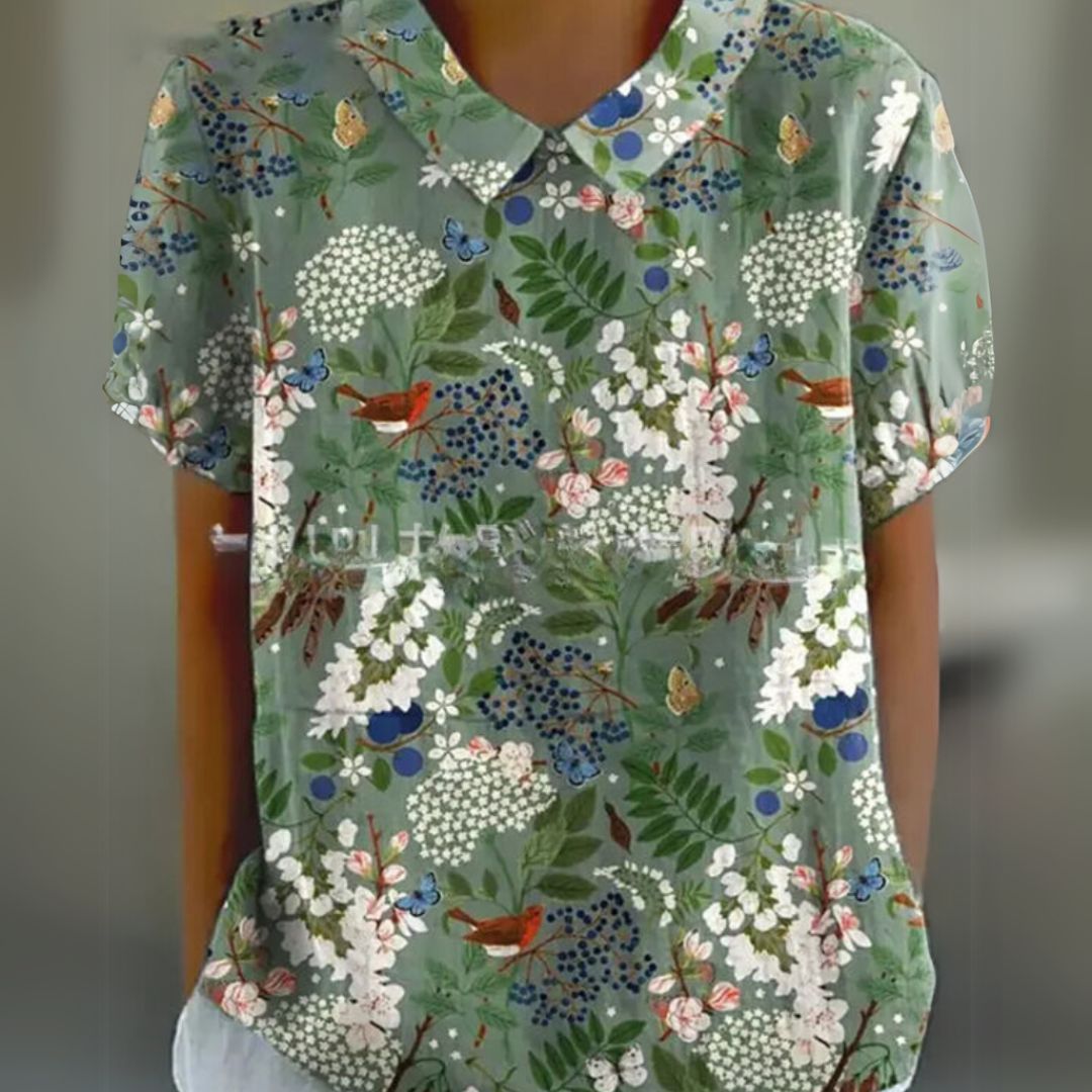 Málinka | Kwiatowa lniana bluzka na luźne dni