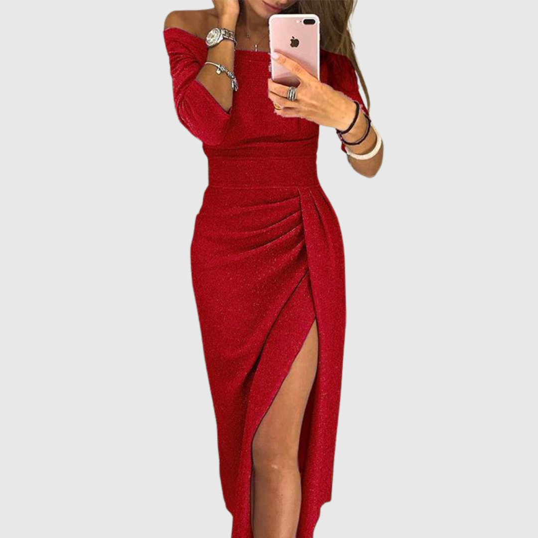 Sylwia | Elegancka sukienka maxi na halter z ozdobnym, płynącym krojem