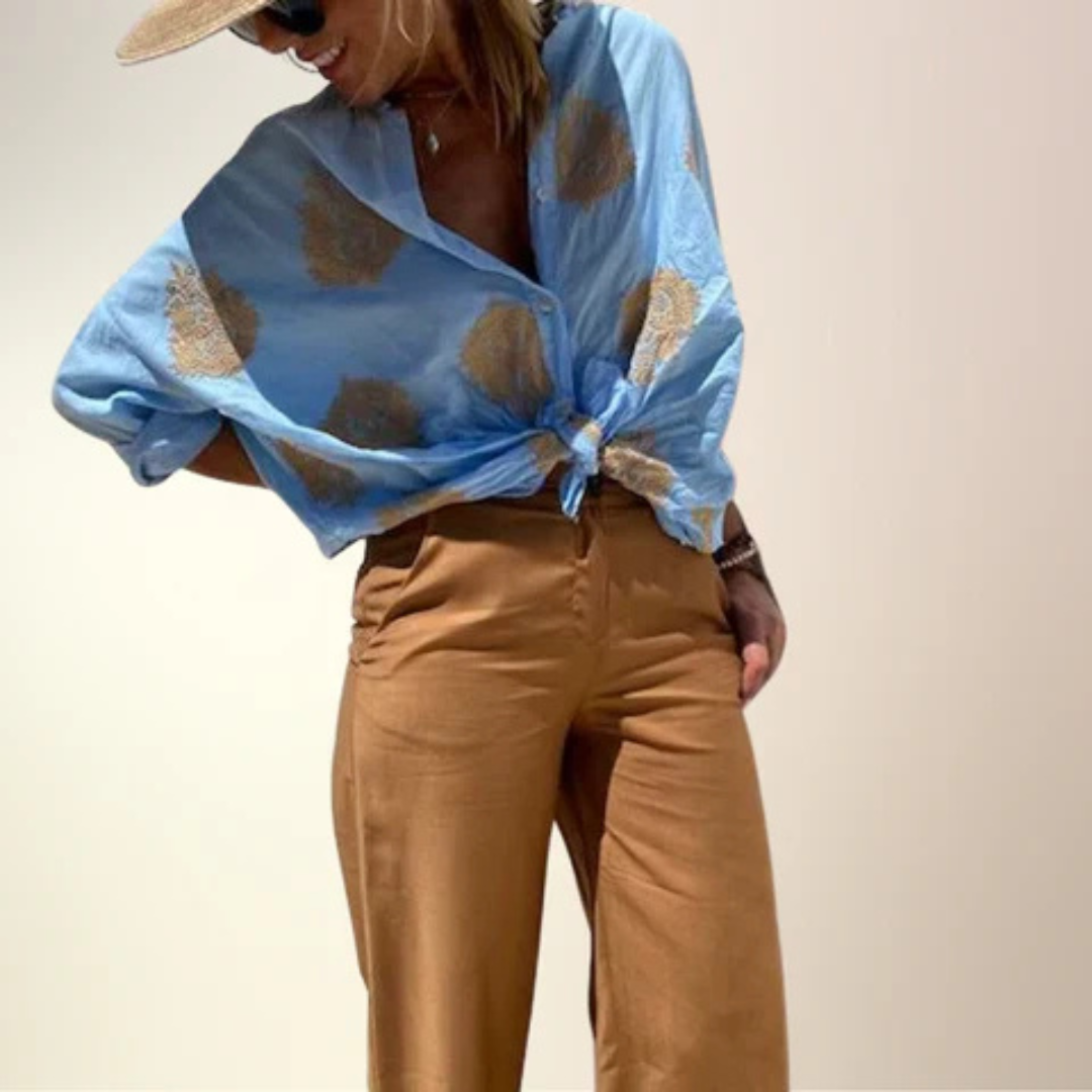 Gábina | Elegancka bawełniana bluzka z kołnierzykiem