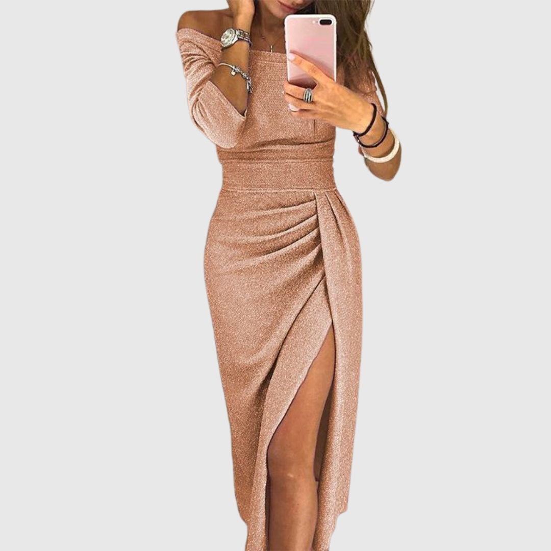 Sylwia | Elegancka sukienka maxi na halter z ozdobnym, płynącym krojem