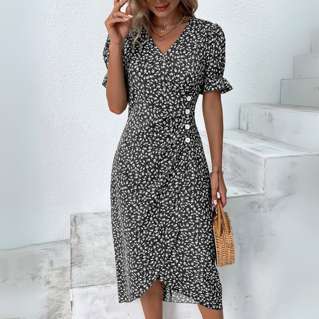 Helena | Elegancka midi sukienka kwiatowa