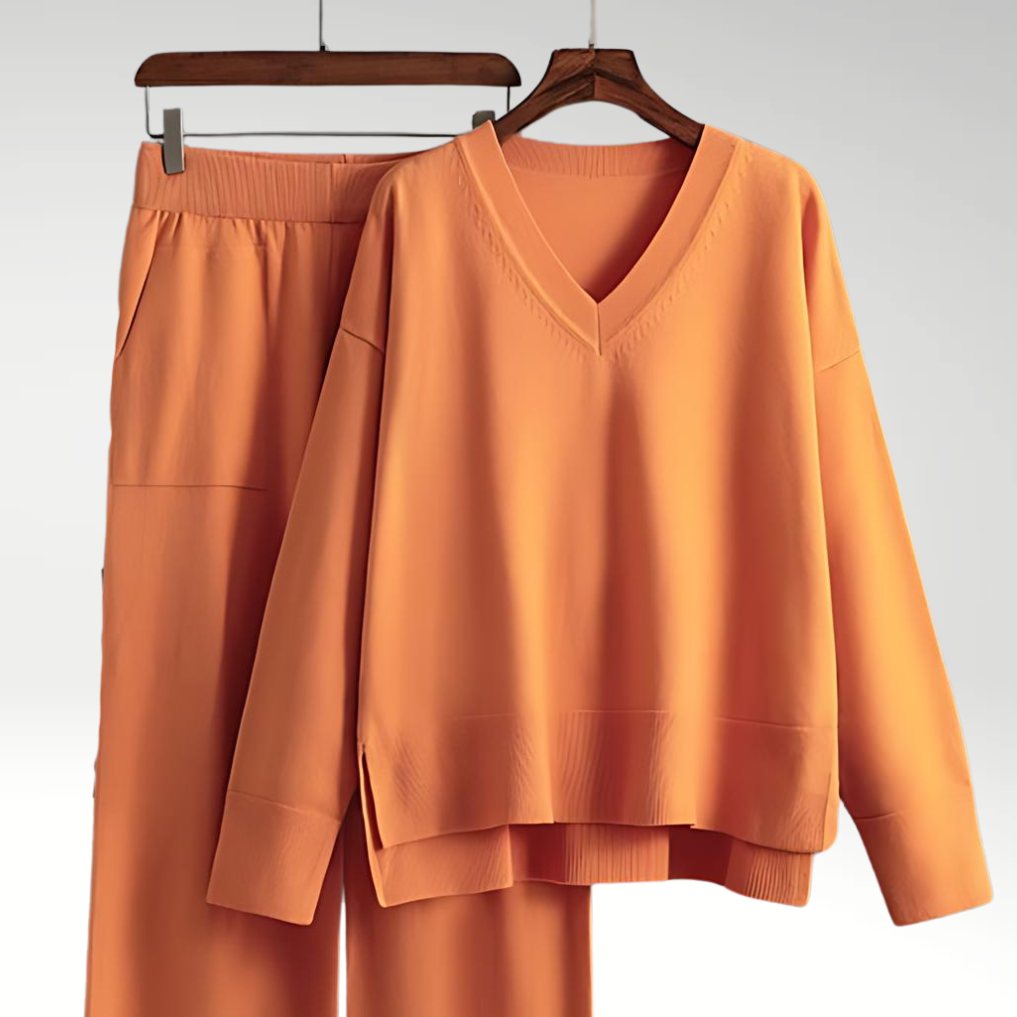 Dagmara | Zestaw Dwa Części Luxe z Dekoltem w Serek