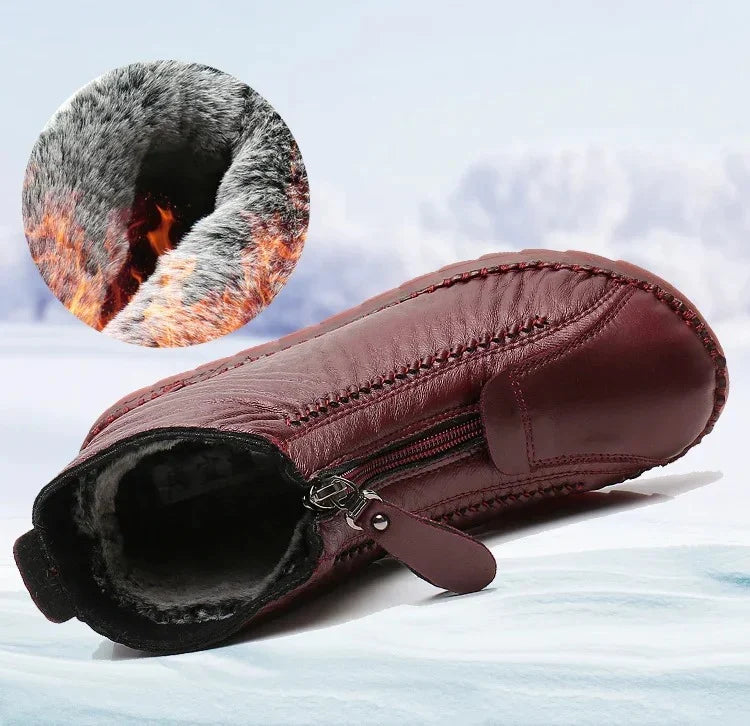 Allegra | Skórzane Zimowe Botki z Przytulnym Wyściółką i Antypoślizgową Podeszwą