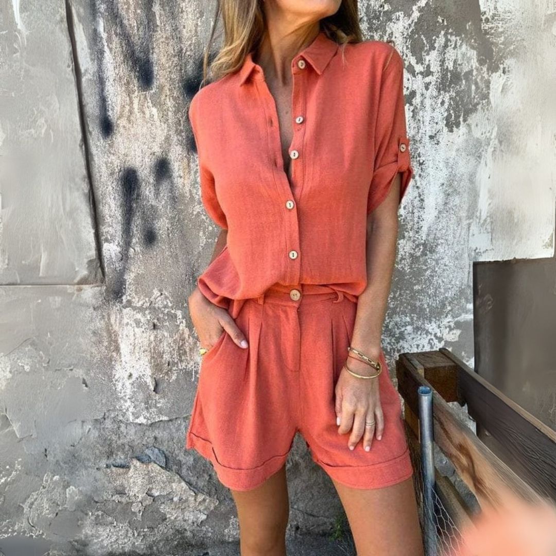 Emma | Leniwy lniany komplet na letnią wygodę