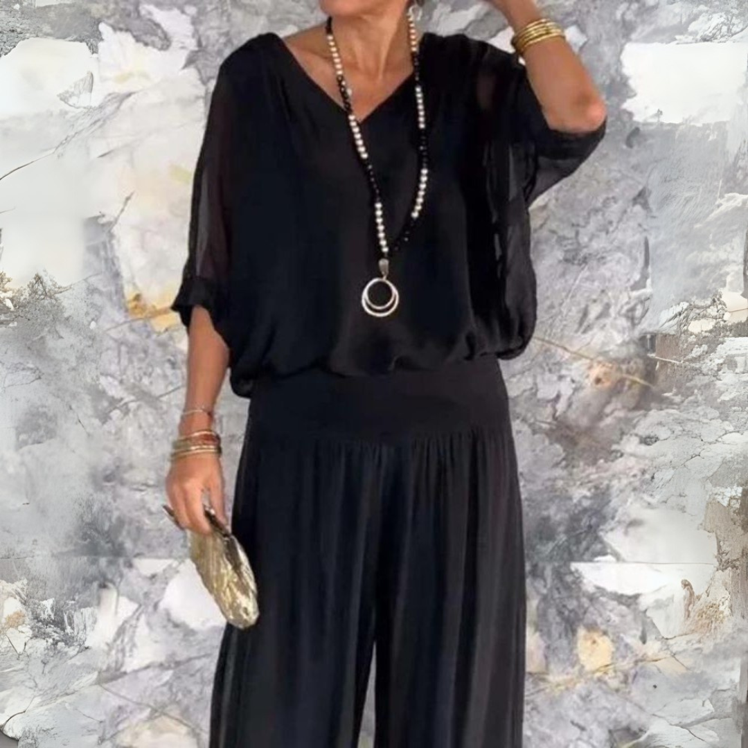 Amani | Lekki boho komplet z bluzką i spodniami