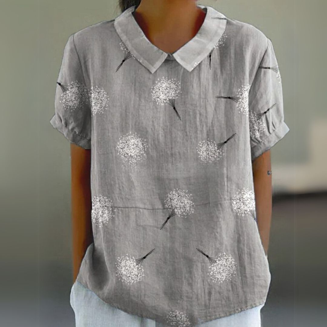 Málinka | Kwiatowa lniana bluzka na luźne dni