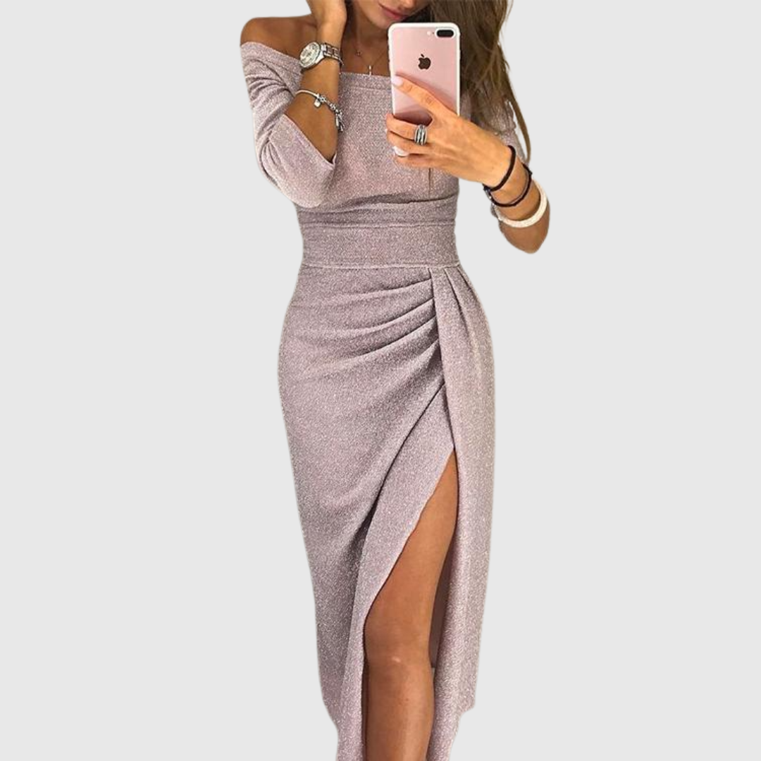 Sylwia | Elegancka sukienka maxi na halter z ozdobnym, płynącym krojem