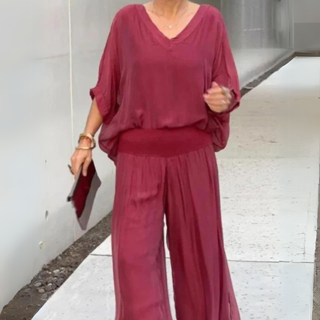 Amani | Lekki boho komplet z bluzką i spodniami