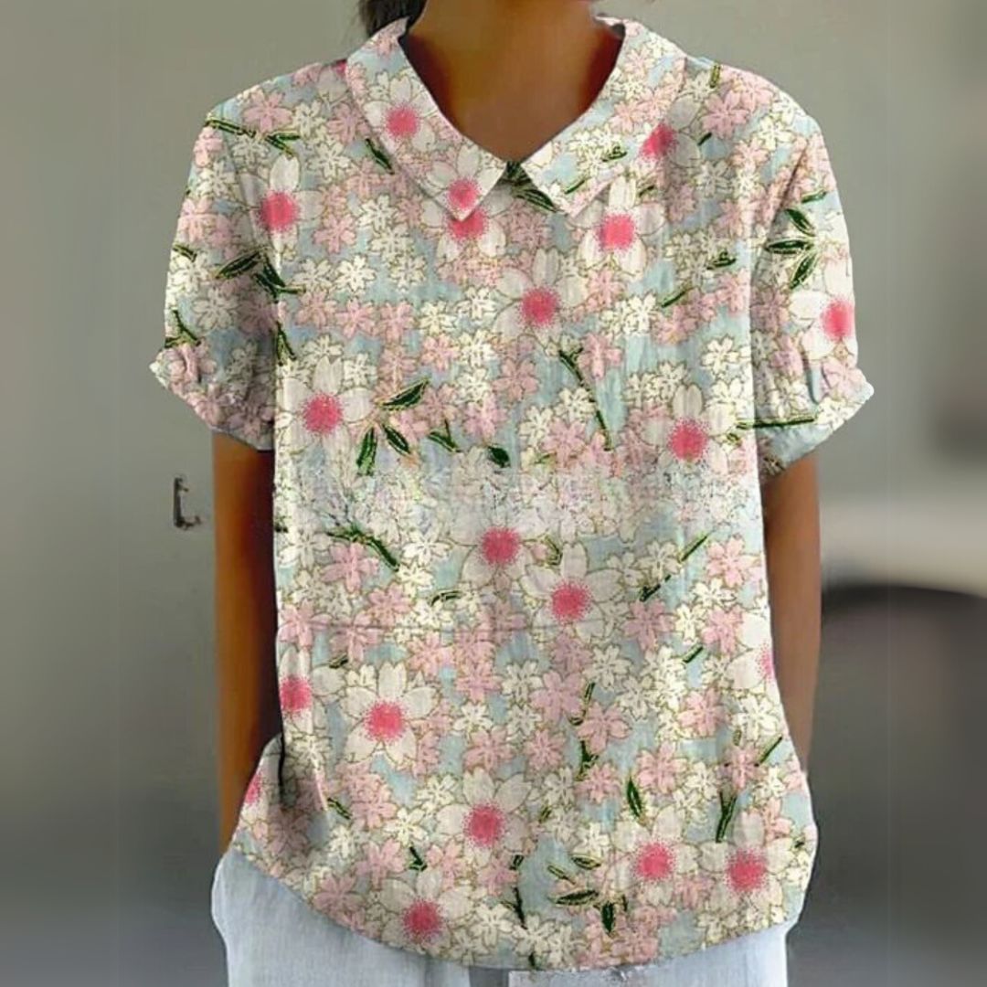 Málinka | Kwiatowa lniana bluzka na luźne dni