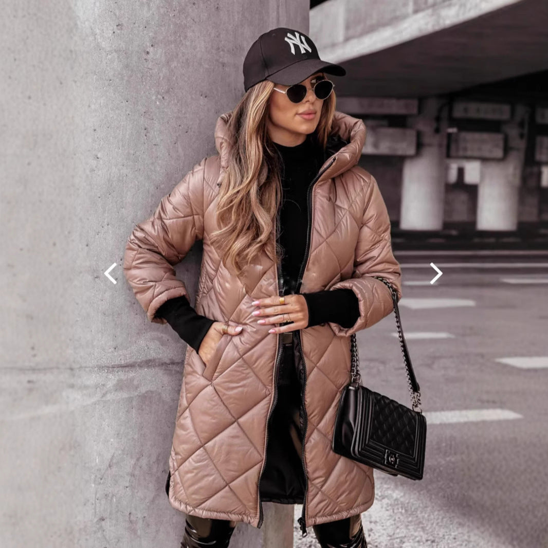 Renata | Pikowana kurtka z kapturem i kieszeniami