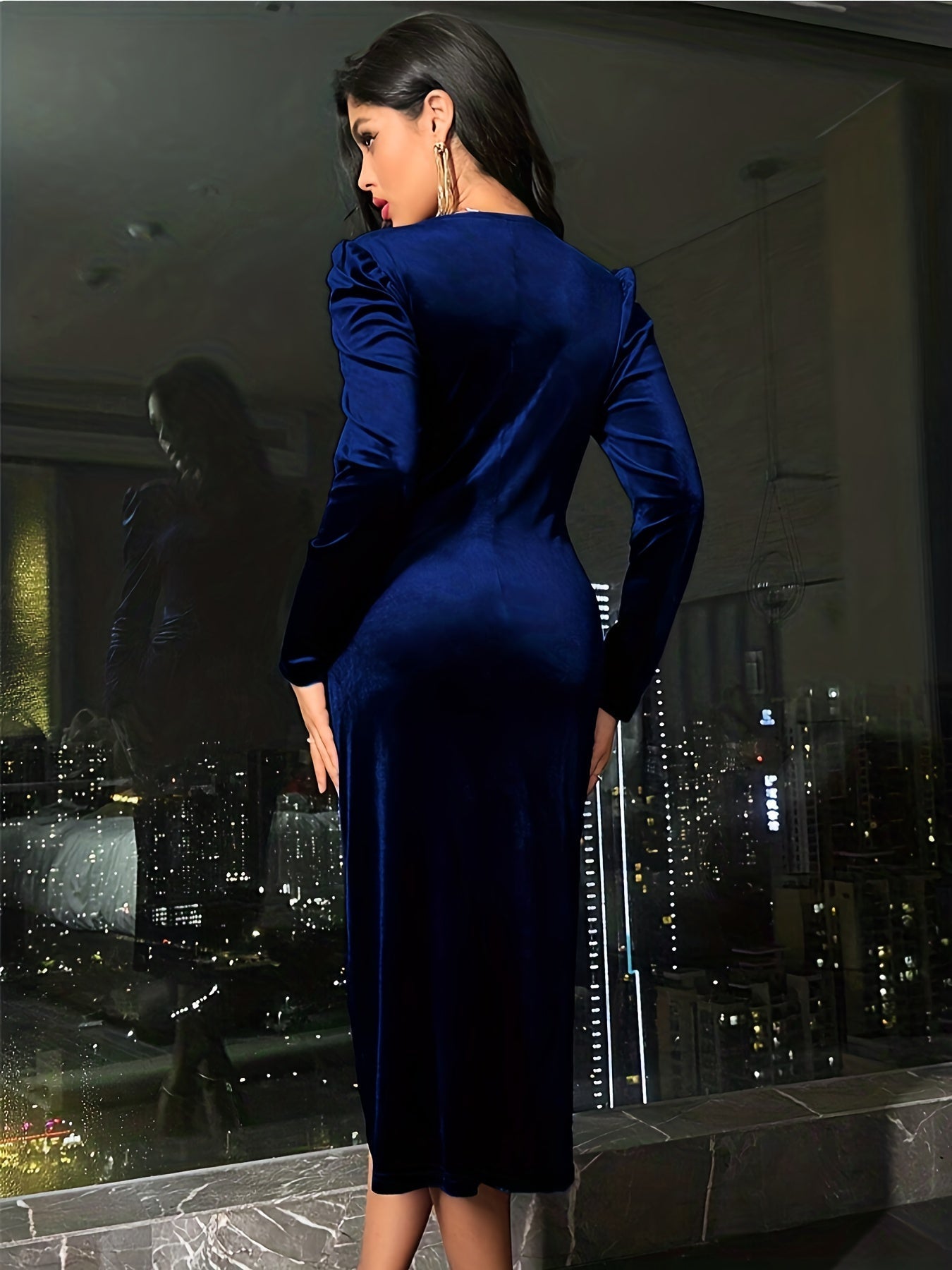 Emilia | Aksamitna Sukienka Midi z Marszczeniem