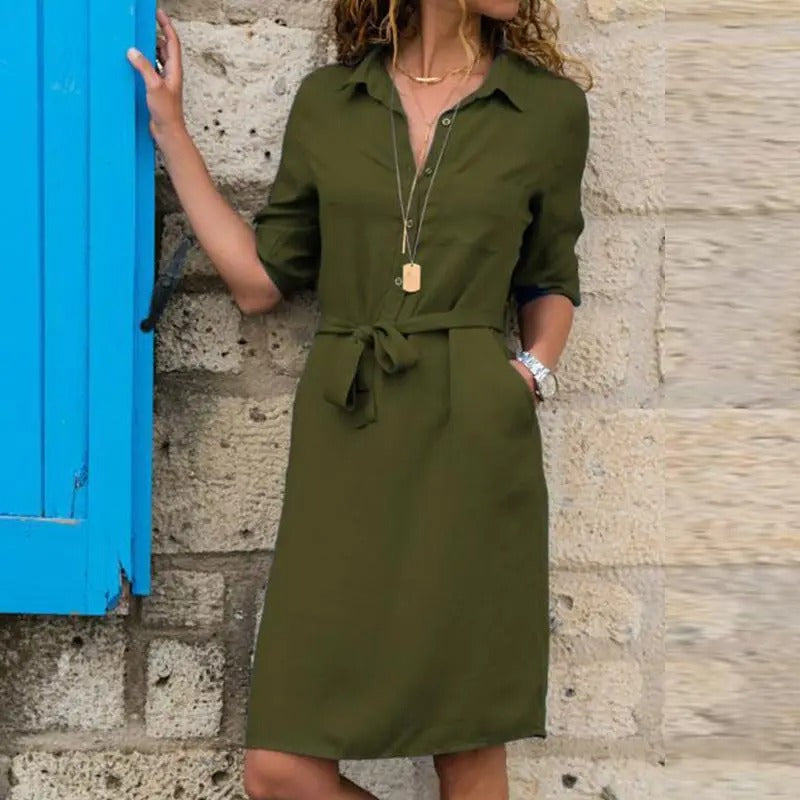 Karolína | Casual koszulowa sukienka o długości do kolan