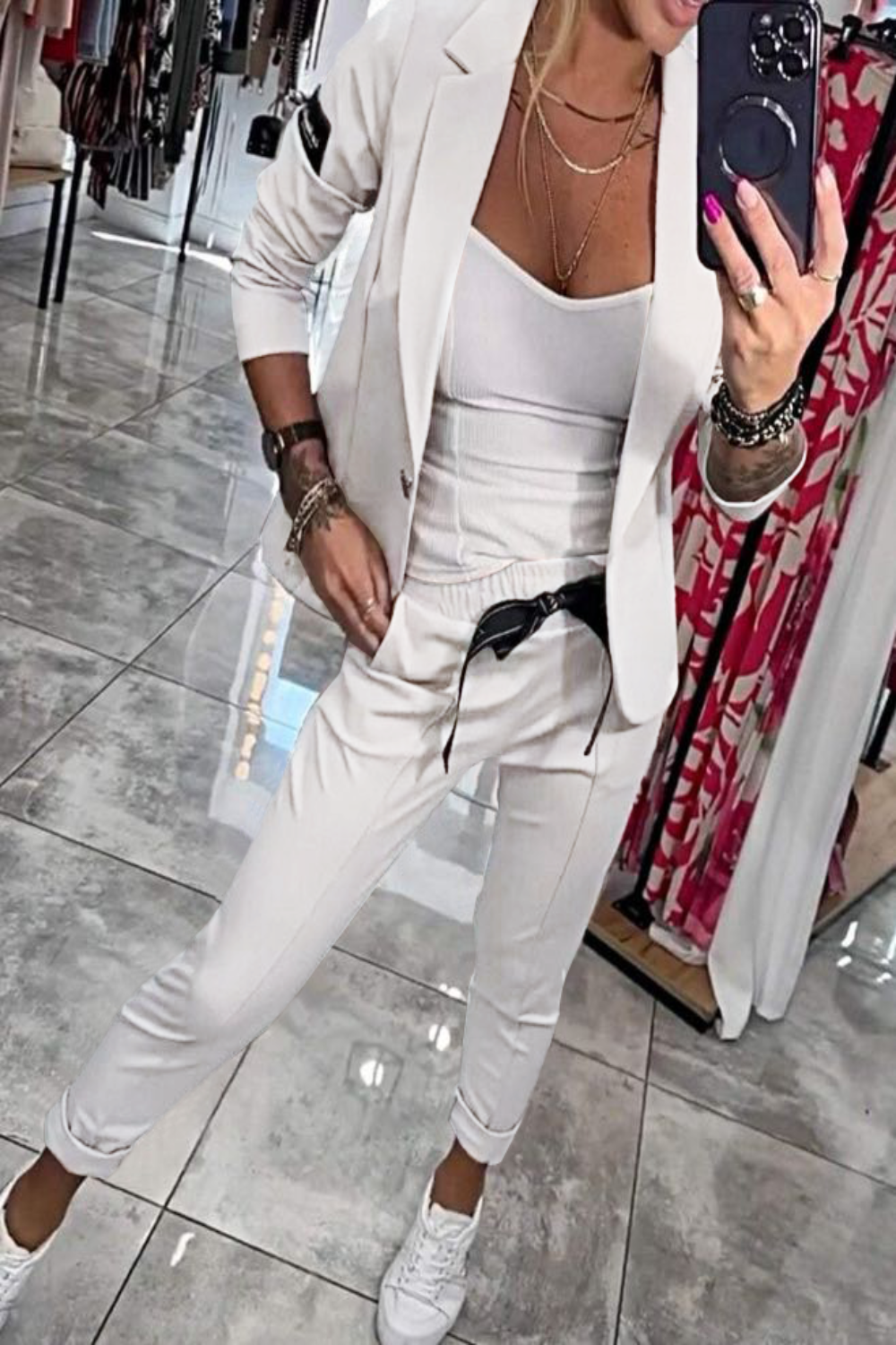 Moxie | Dwuczęściowy damski zestaw top z kurtką i gumą