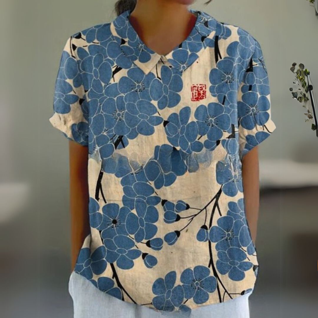 Málinka | Kwiatowa lniana bluzka na luźne dni