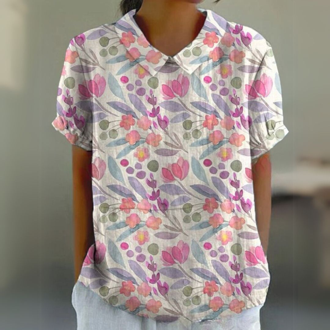 Málinka | Kwiatowa lniana bluzka na luźne dni