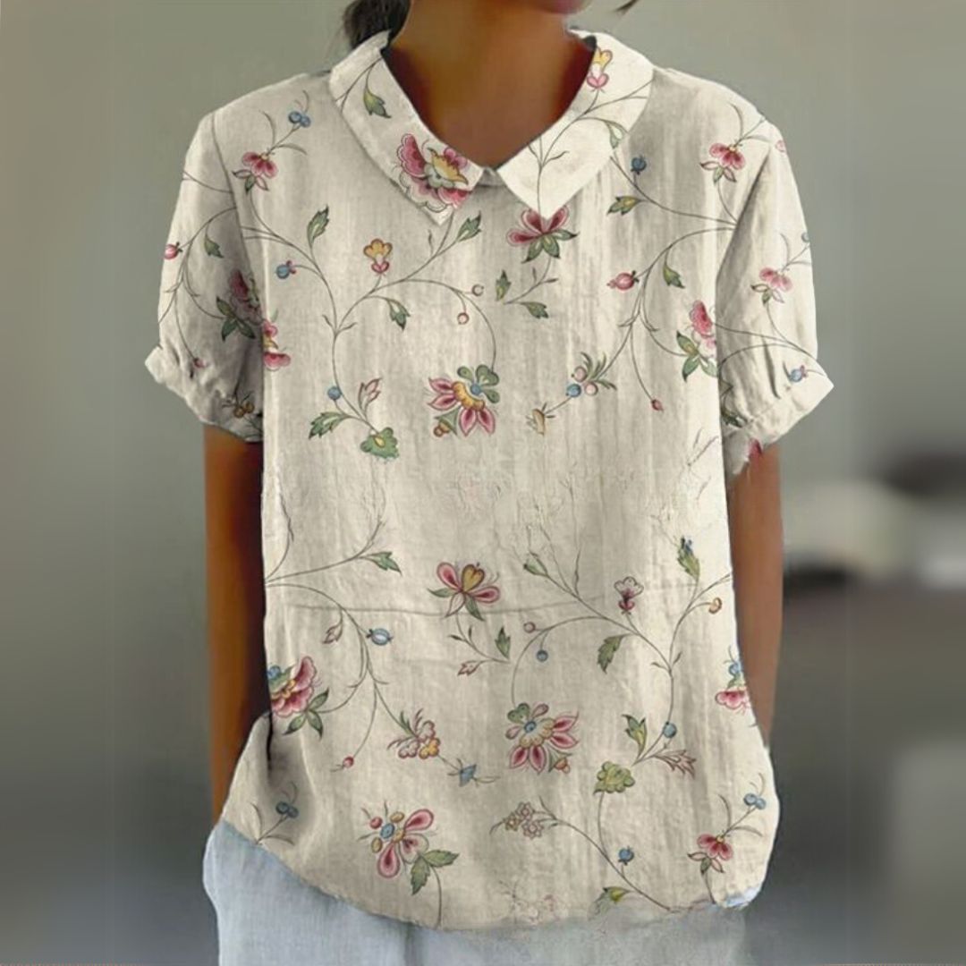 Málinka | Kwiatowa lniana bluzka na luźne dni