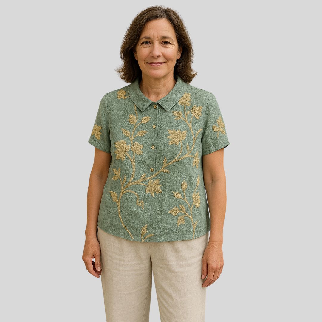 Málinka | Kwiatowa lniana bluzka na luźne dni