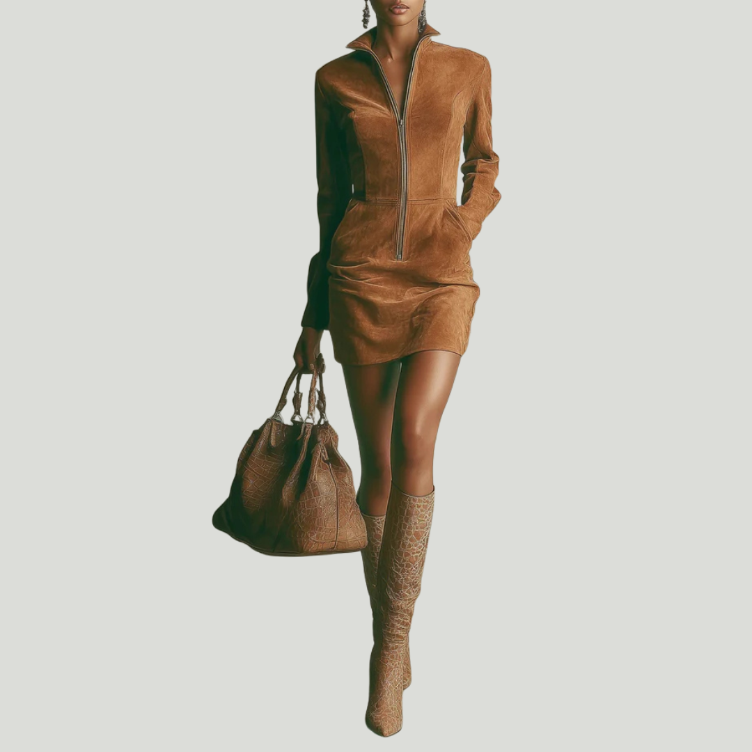 Marion | Zamszowa sukienka z zamkiem