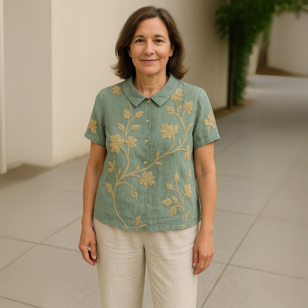 Málinka | Kwiatowa lniana bluzka na luźne dni