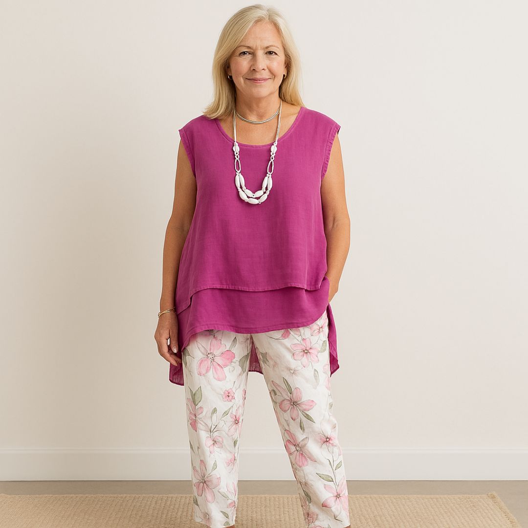 Karla | Elegancka, wygodna, kolorowa koszulka i drukowane spodnie