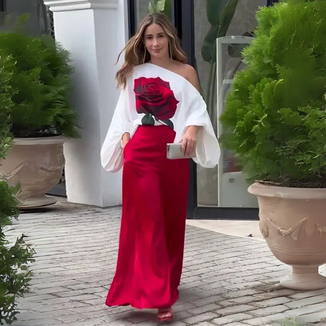 Brigitka | Kwiatowy komplet o eleganckim kroju