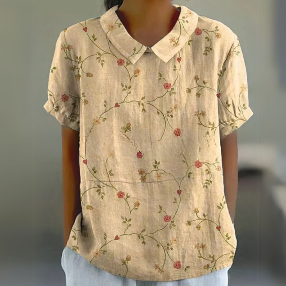 Málinka | Kwiatowa lniana bluzka na luźne dni