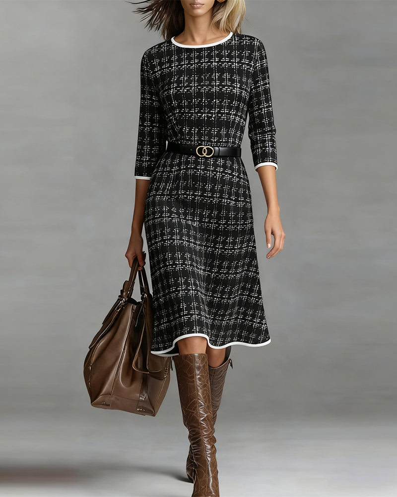 Ewa | Sukienka z Okrągłym Dekoltem