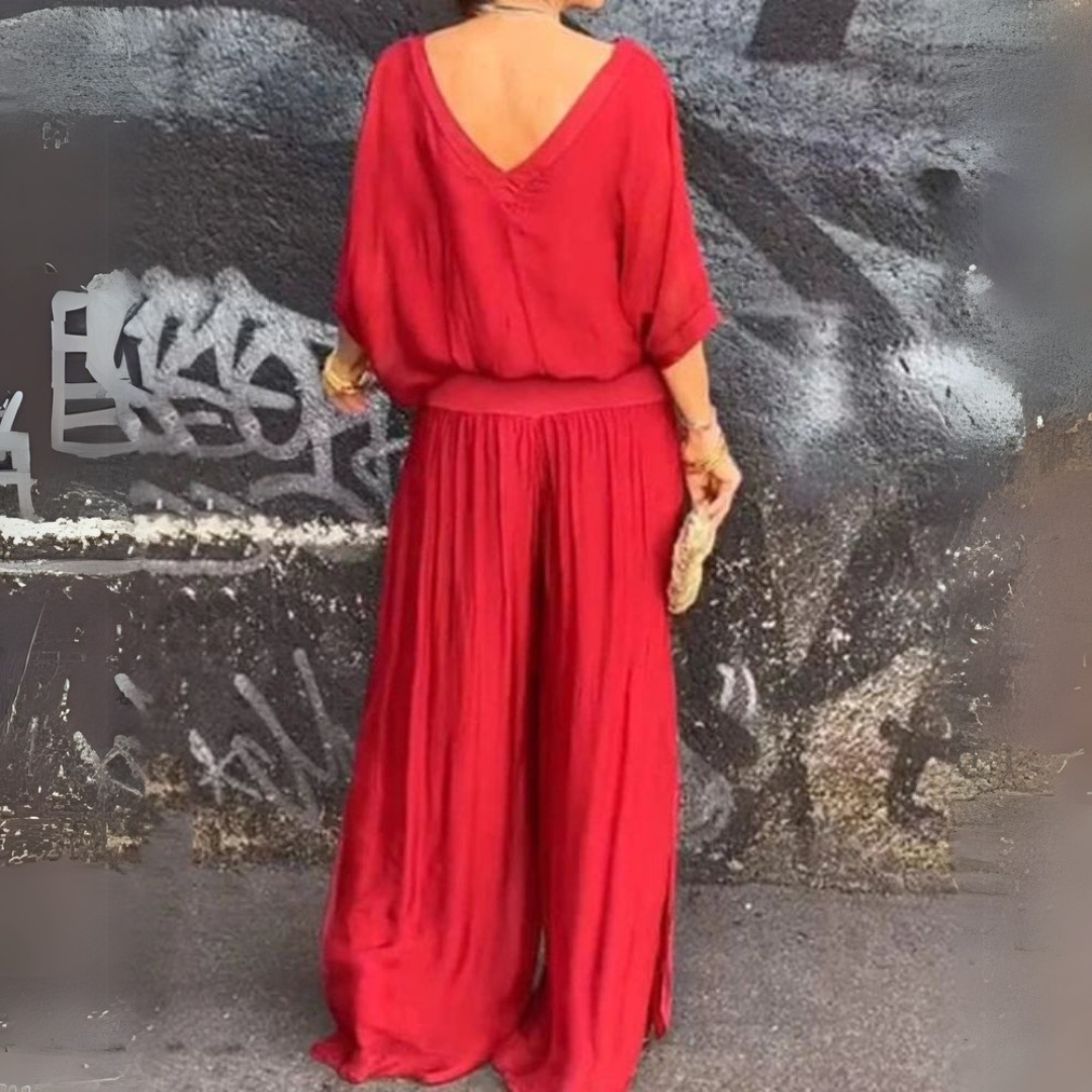 Amani | Lekki boho komplet z bluzką i spodniami