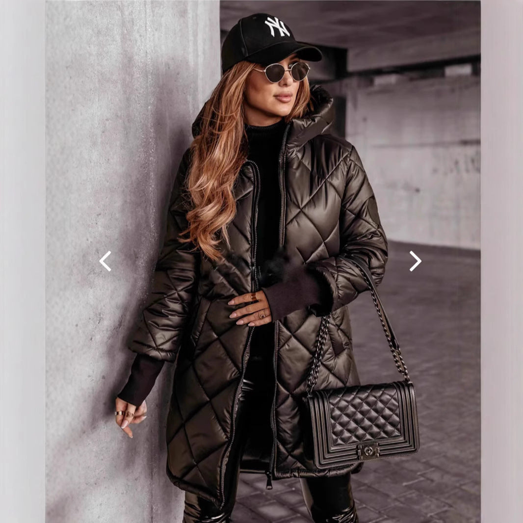 Renata | Pikowana kurtka z kapturem i kieszeniami