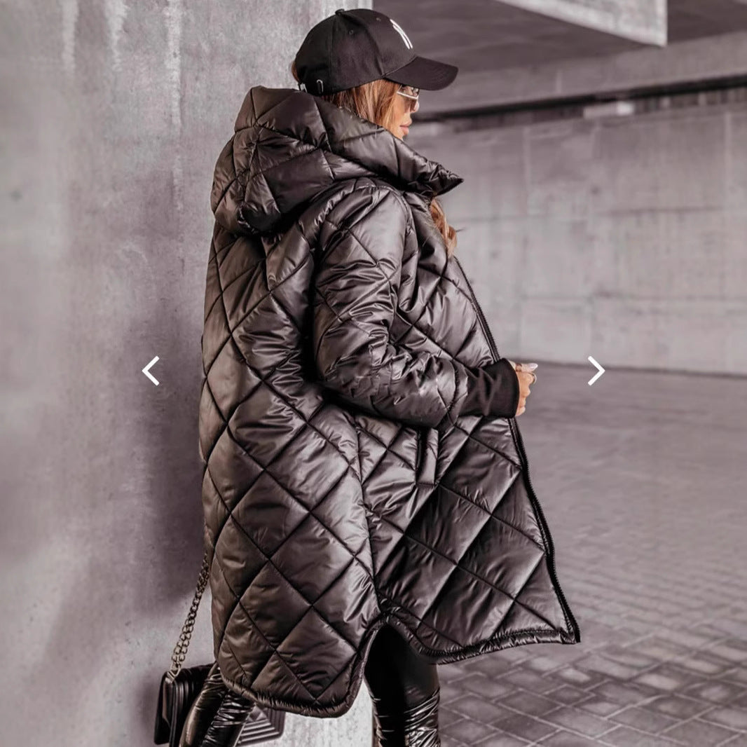 Renata | Pikowana kurtka z kapturem i kieszeniami